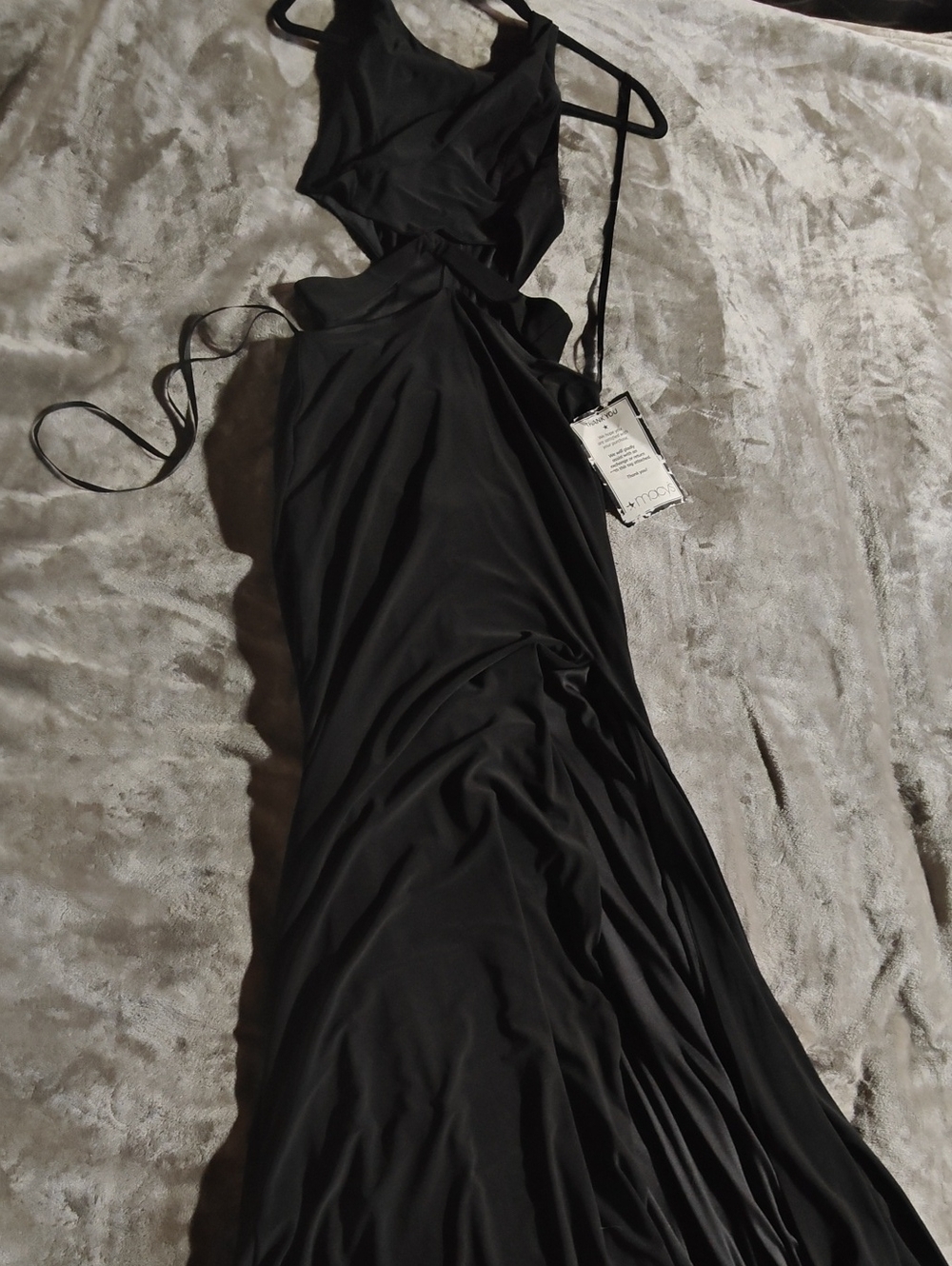 City Studio Black Backless Cutout Maxi Dress